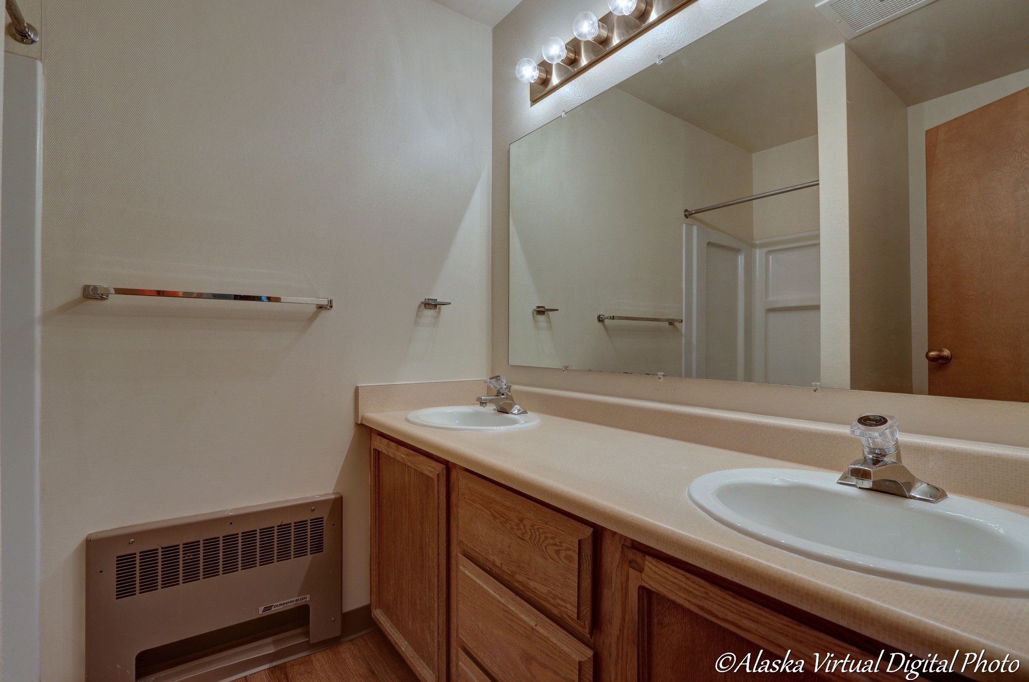 image of double sink in master bathroom.