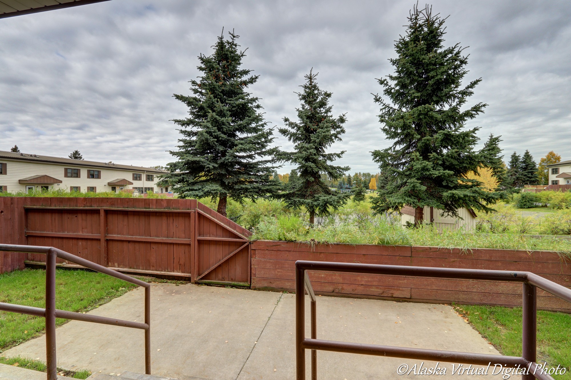 view from back deck looking into large common area