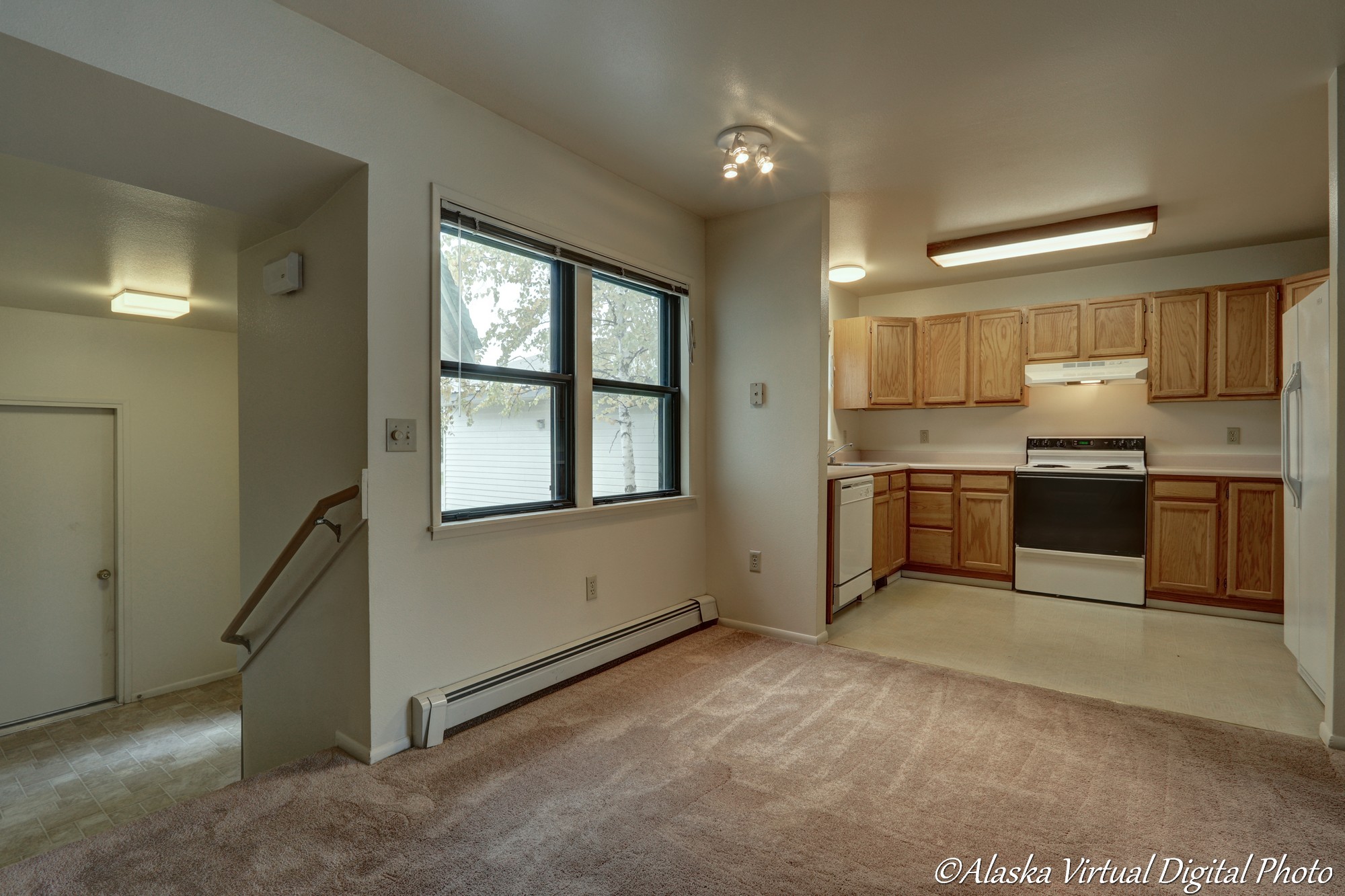 Photo of Kitchen with steps leading down to entry