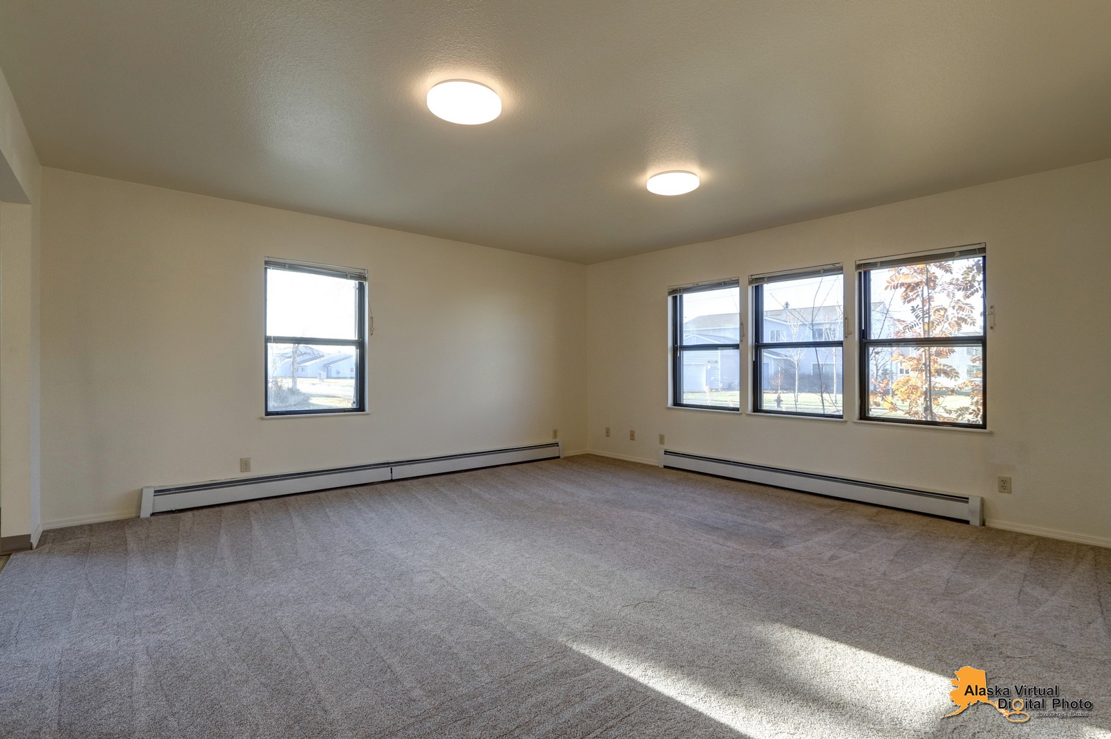 Large living room with multiple windows