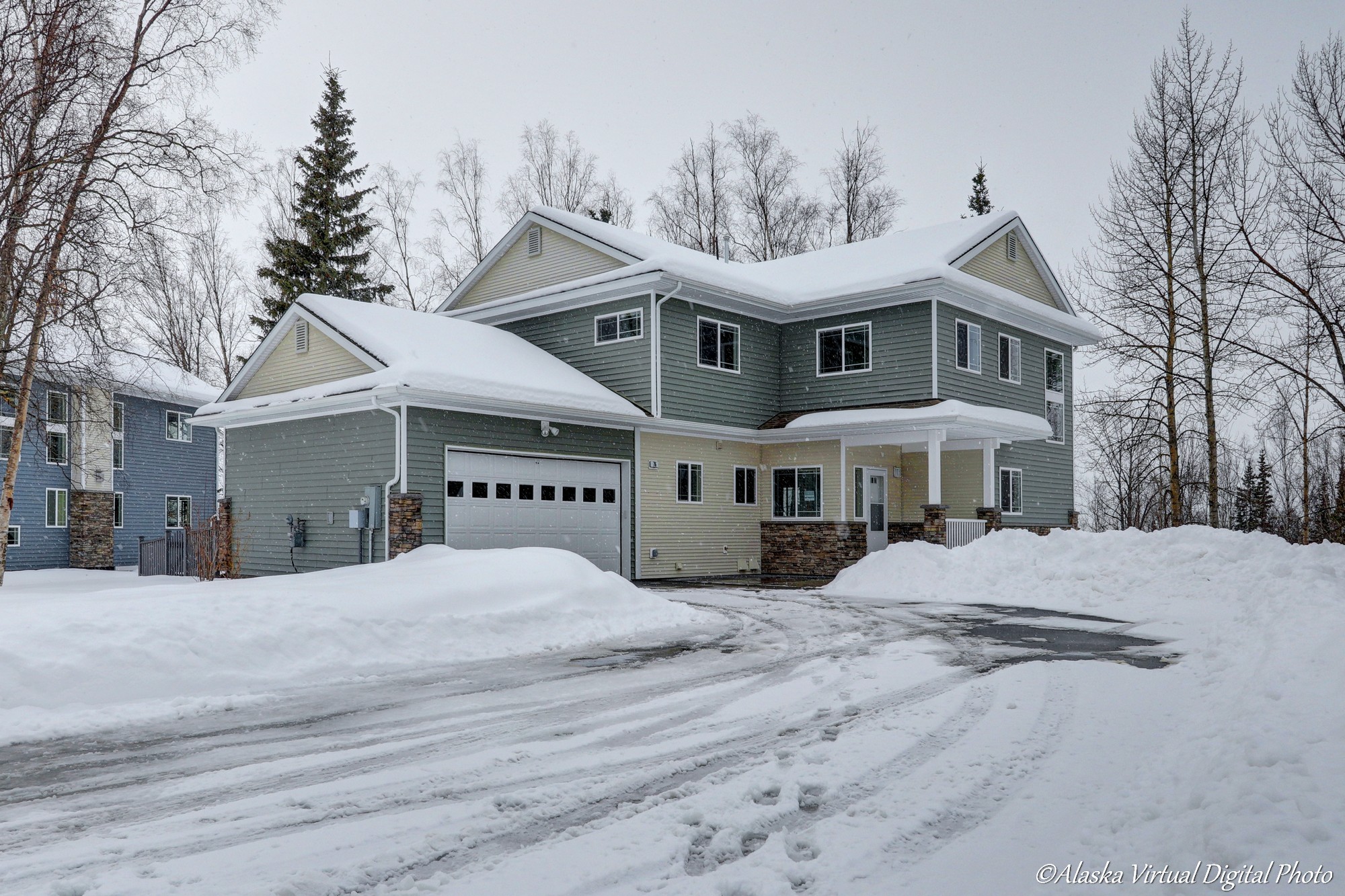 snowy exterior of home