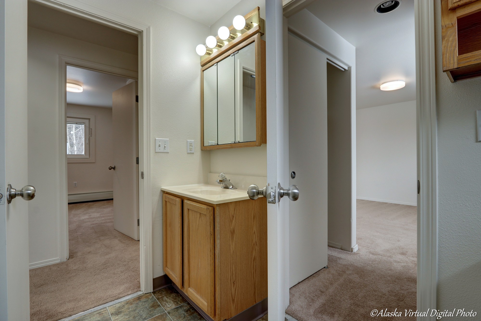 Master bathroom with two enterences