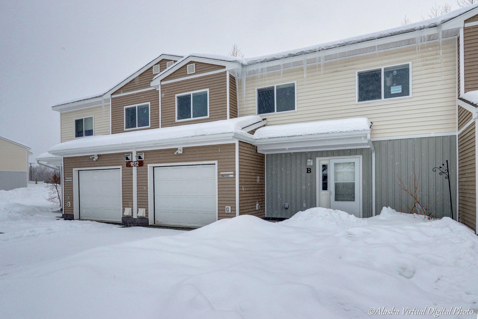 snowy exterior of home