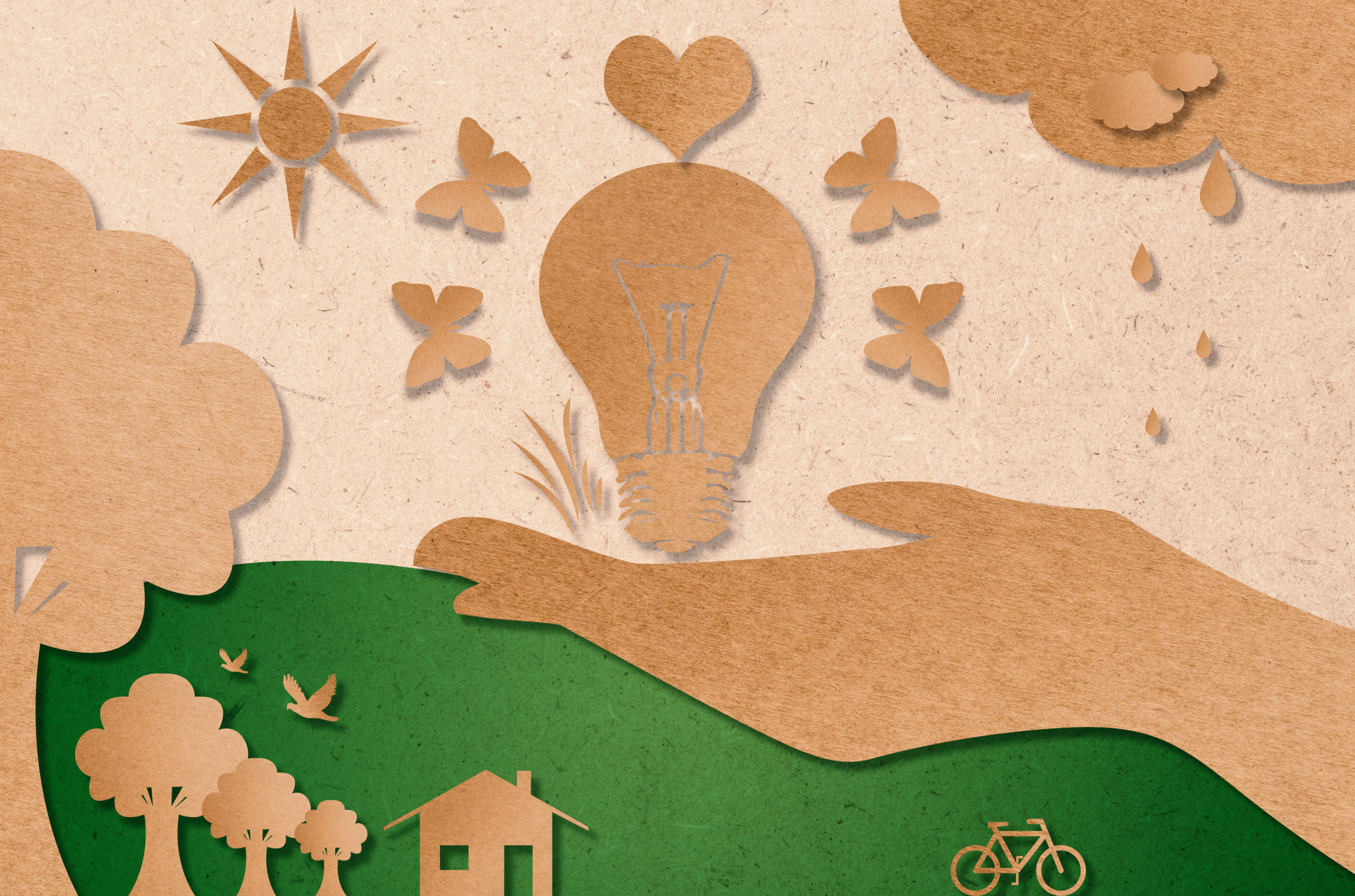 Lightbulb, House and Trees