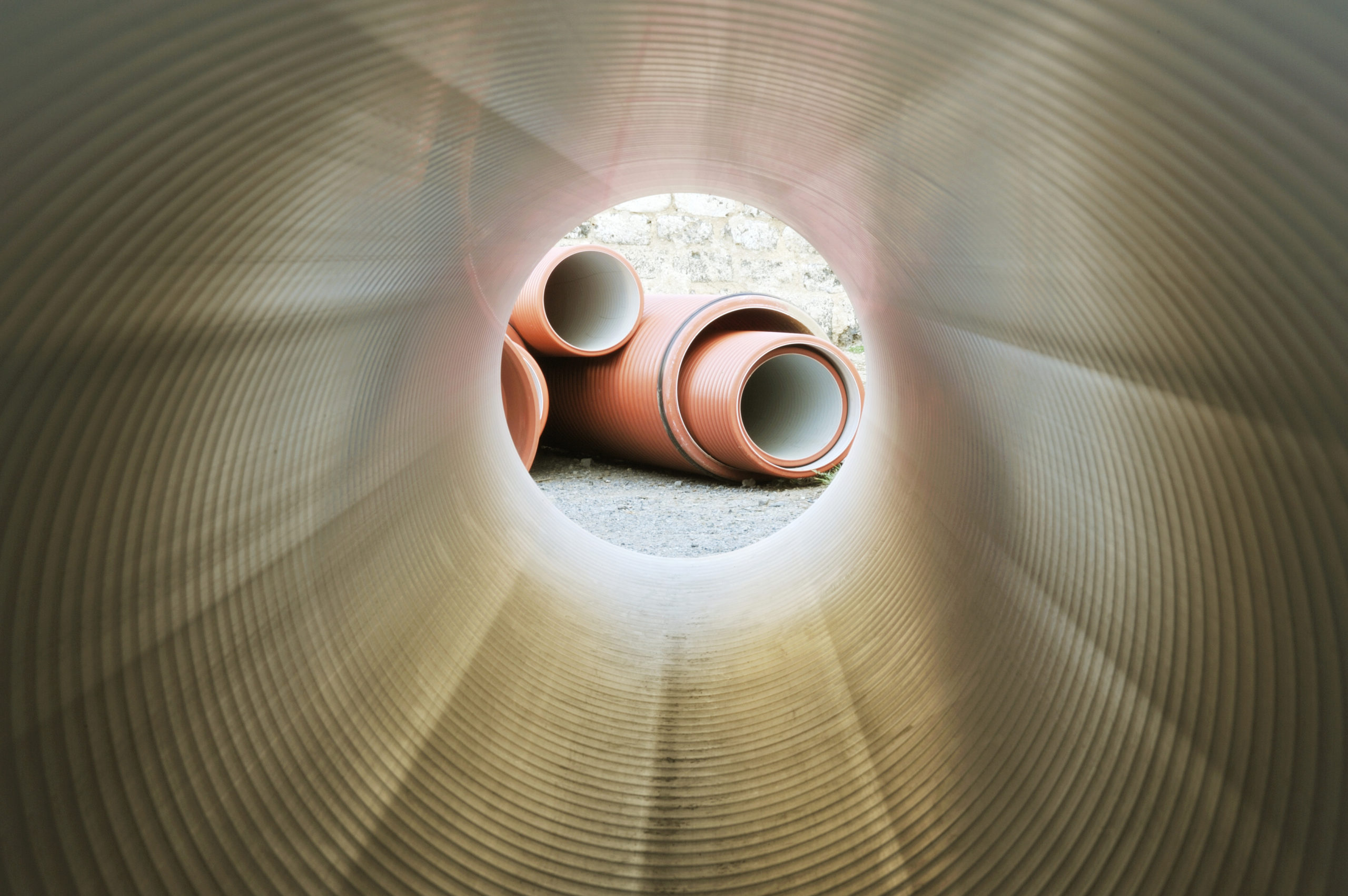 View of plumbing tube from inside