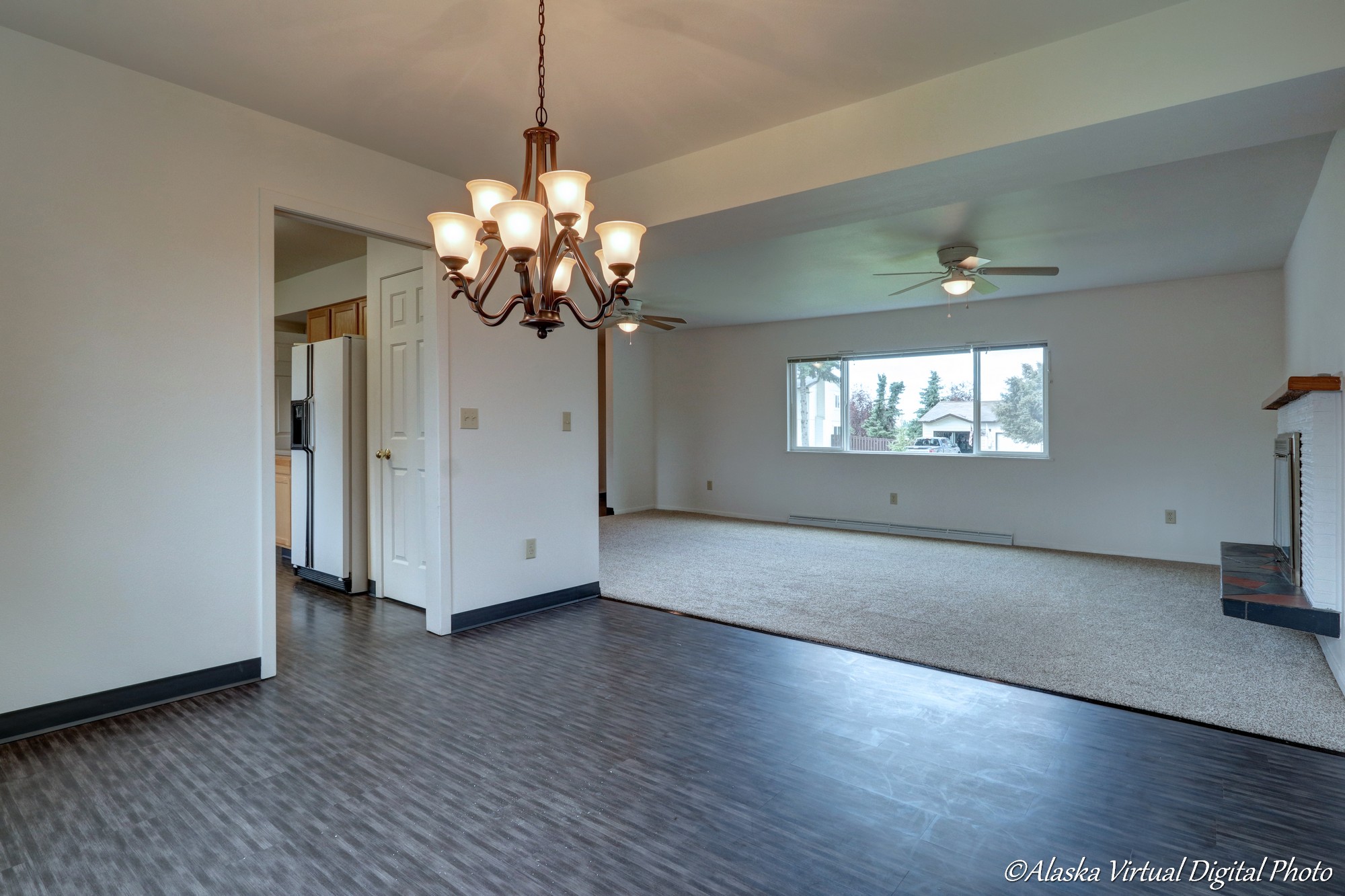 Photo of dining room with chandelier