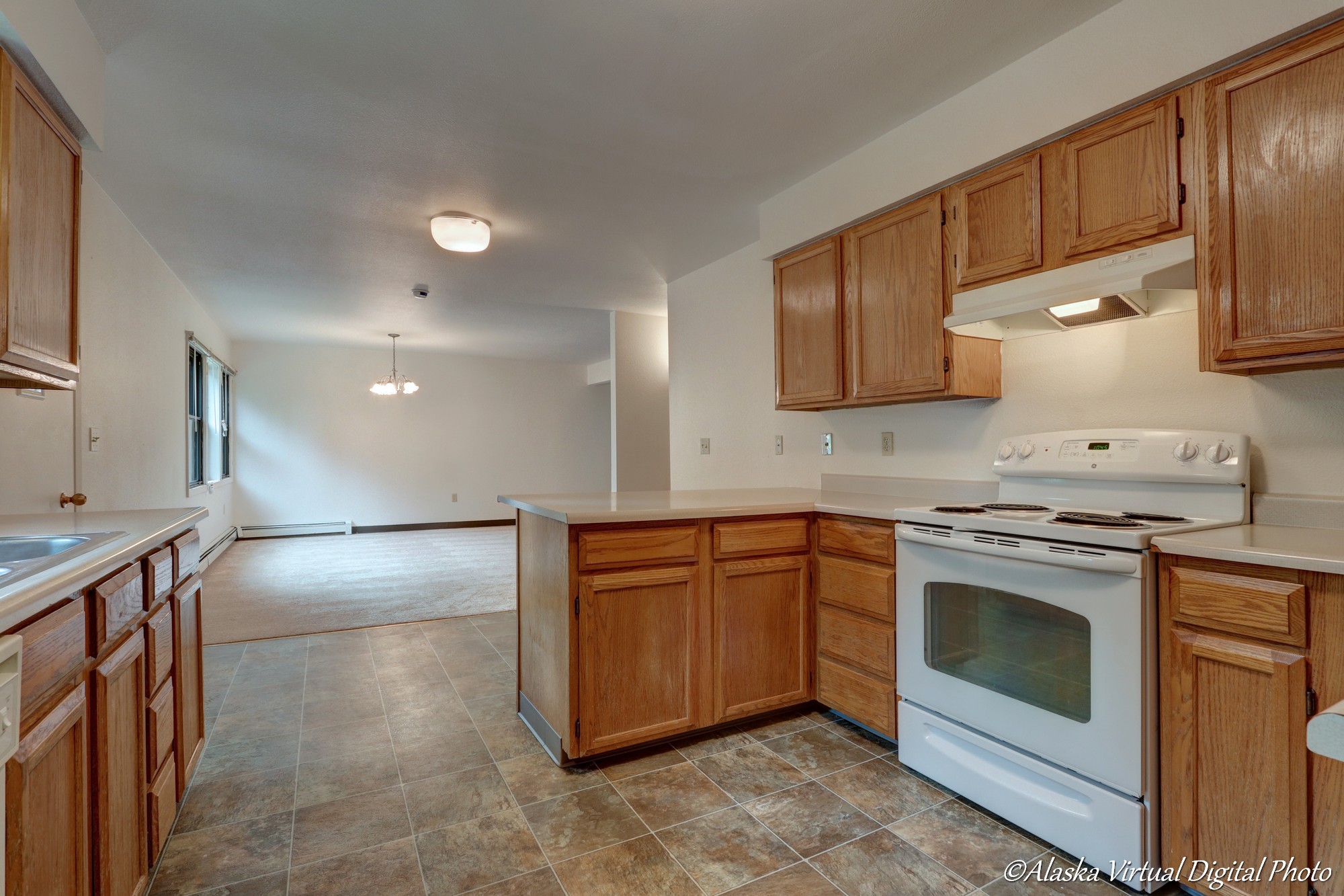 Photo of kitchen with vinyl floors