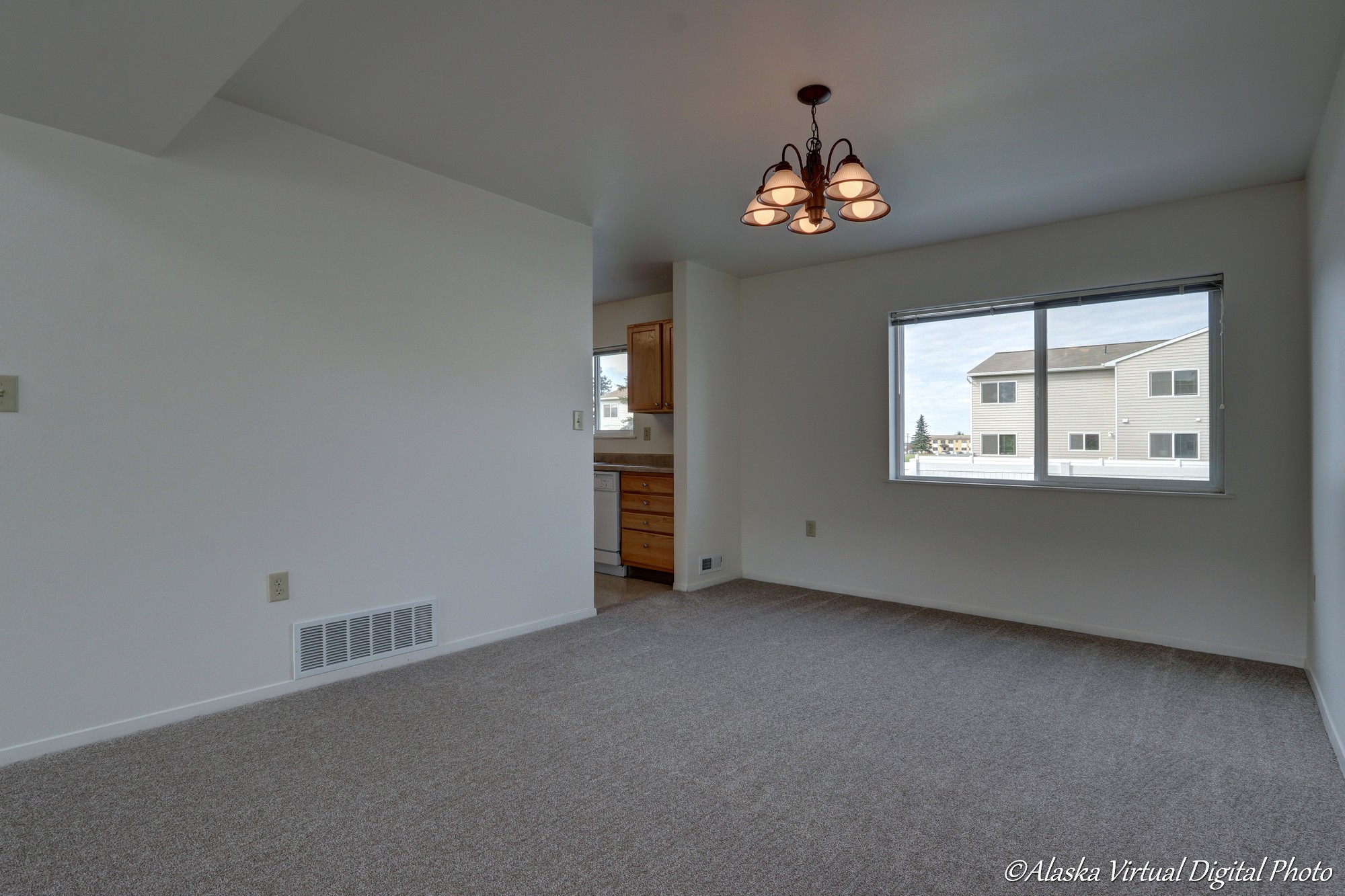 View from dining room into kitchen