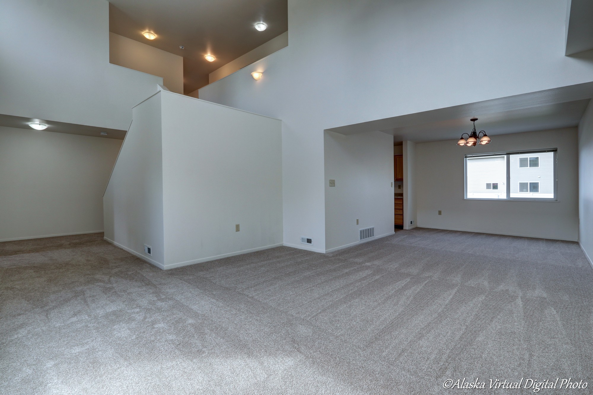 Living Room of home with cathedral ceilings