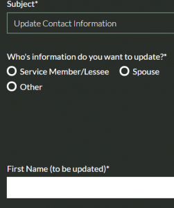 image of general contact form on Aurora website