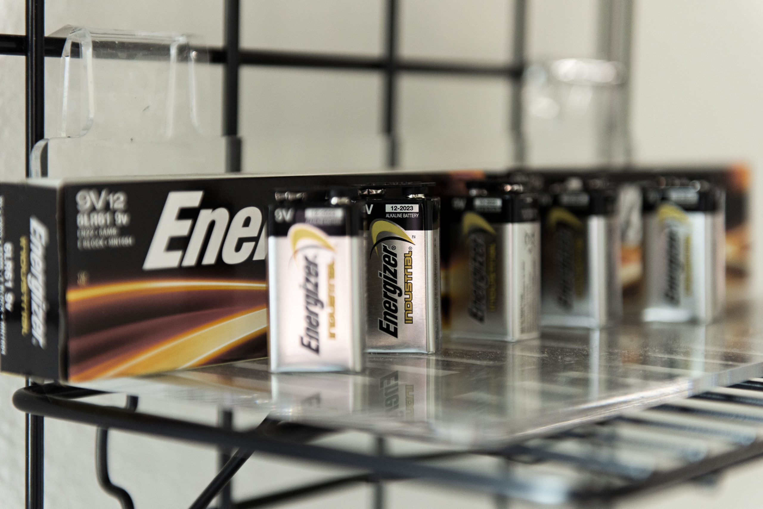 batteries on shelf at the Aurora self help center