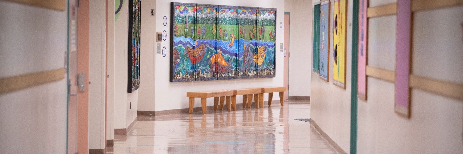 art on display inside school