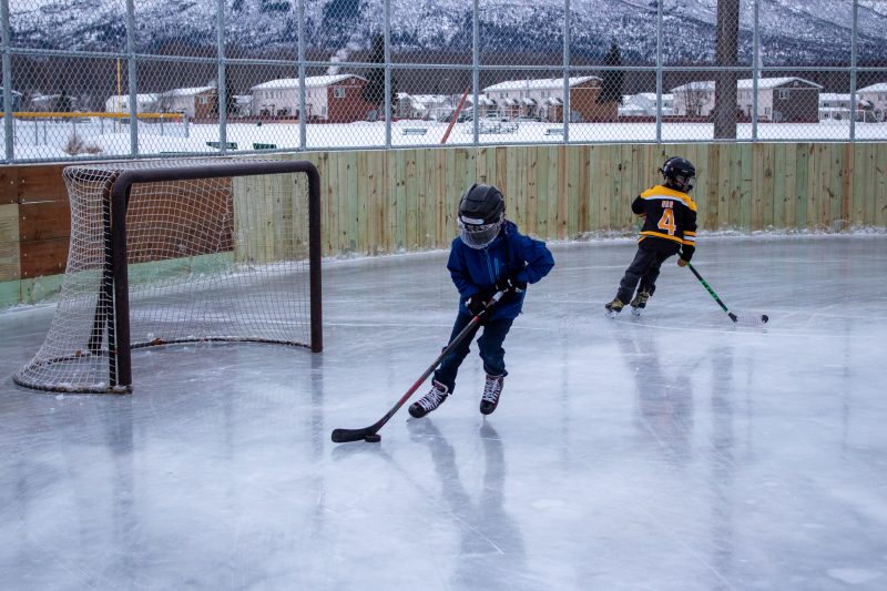 children skating on buckner ice rink