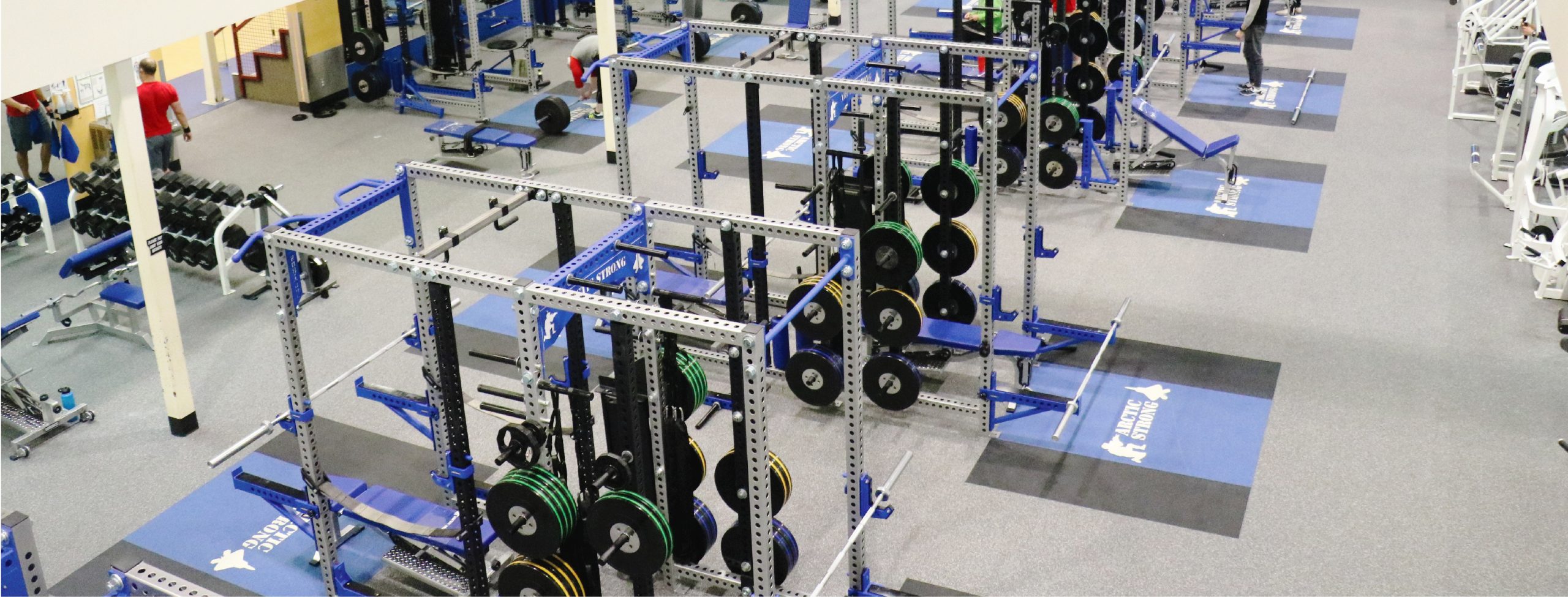 overhead view of weight training